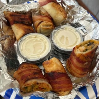 Bacon Wrapped Egg Rolls