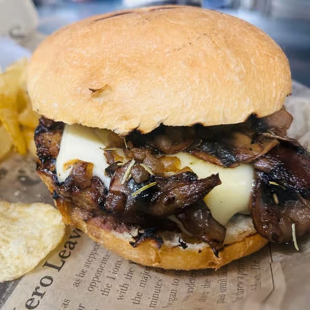 Mushroom & Swiss Burger.