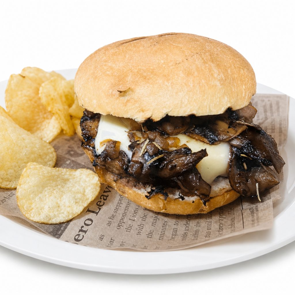 Mushroom & Swiss Burger.