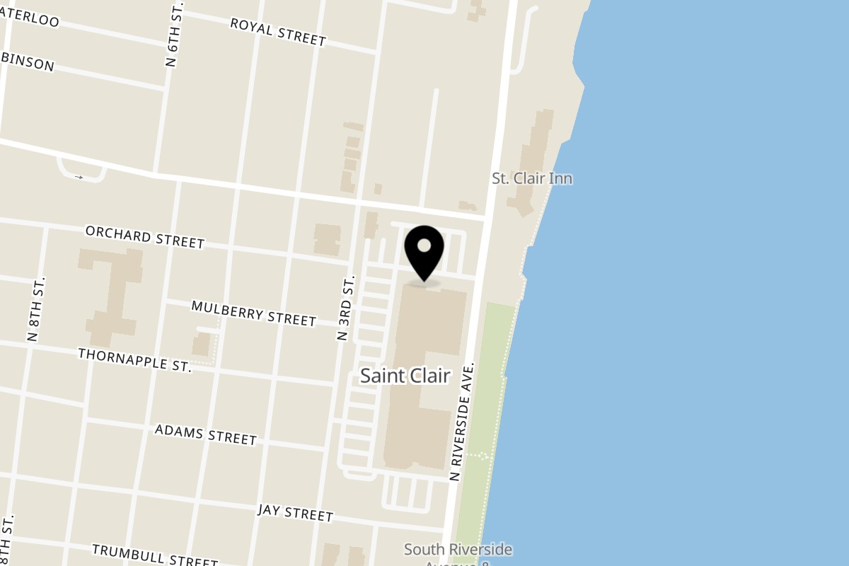 Map showing the location of The Anchor Point Bistro on 201 N Riverside Ave in St Clair